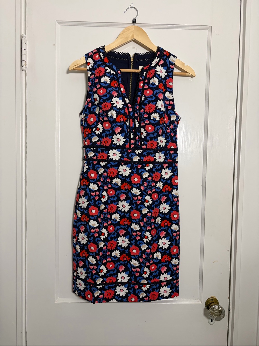 kate spade Navy Floral Sheath Dress with Red, White & Blue Blooms